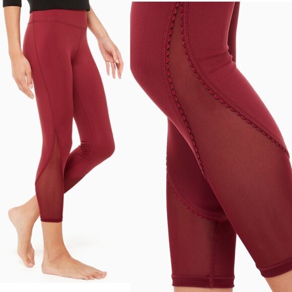 KATE SPADE Deep Garnet Micro Mesh Legging-XS - Picture 2 of 5